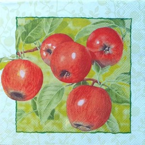 Салфетка для декупажа "Красные яблоки" бумажная, 33х33 см